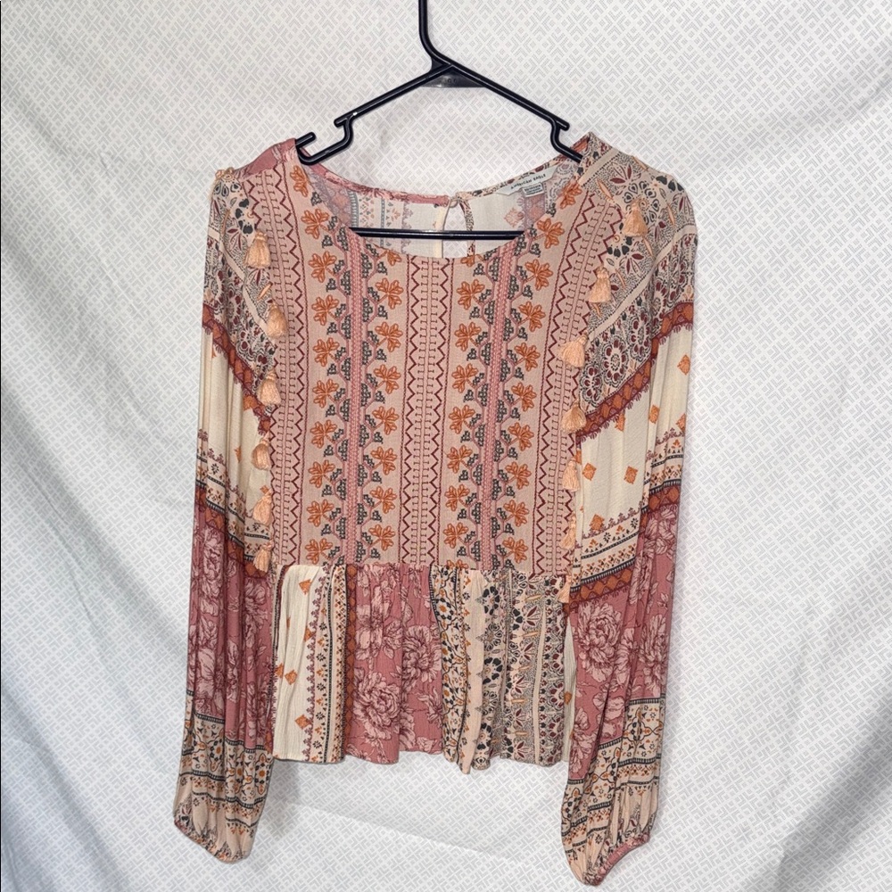 American Eagle Babydoll Long Sleeve Top